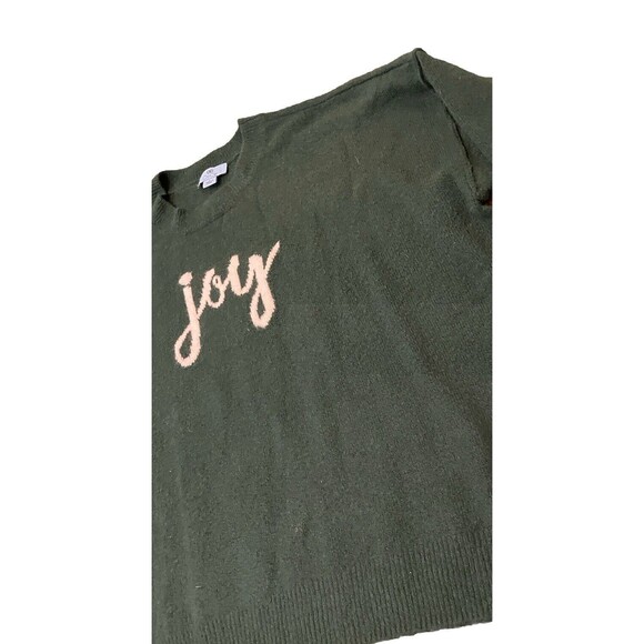 Cece Sweater Pullover Women’s Size Large Dark Green ‘Joy’ Script Cozy Soft - Picture 3 of 8